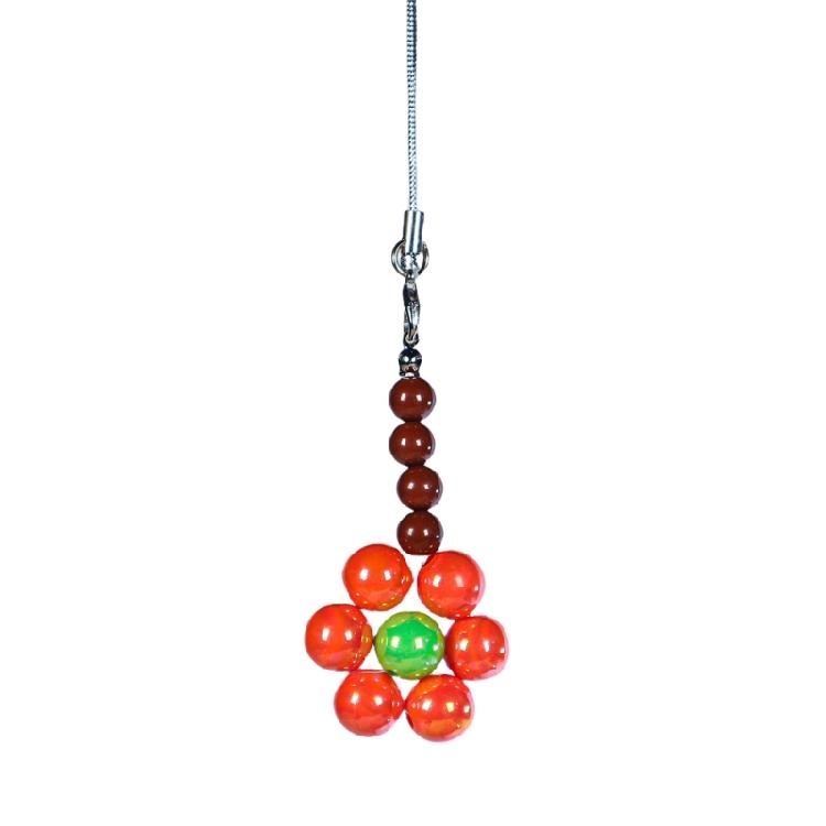 Colorful Bead Flower Pendant Phone Charm Hangings Rope Sweet Phone Chain Strap Bag Decoration Lanyard Keychain Accessory