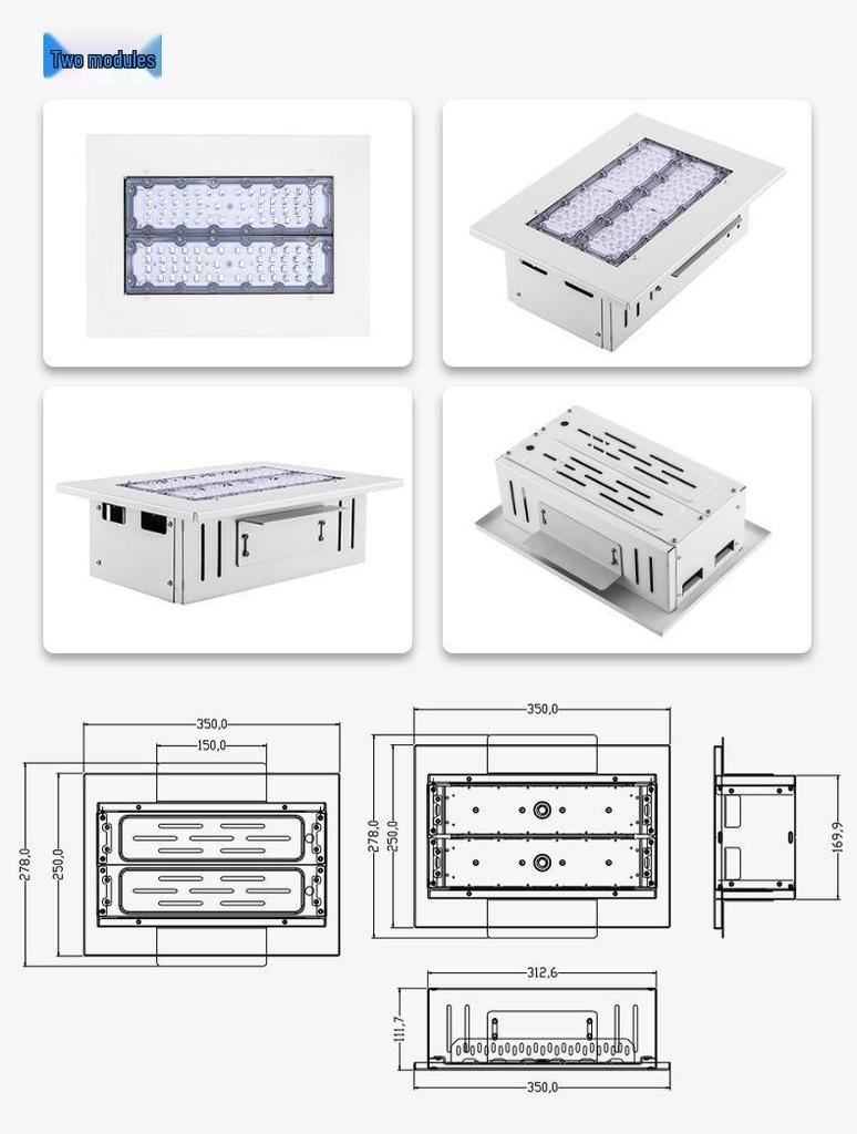 150W Explosion-Proof LED Recessed Workshop Light for Gas Stations