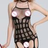 Women Diamond Fishing Net Stocking Babydoll Lingerie Sleepwear Bodysuit Black Lingerie Backless Jumpsuit
