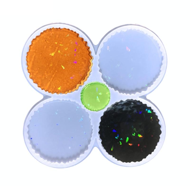 Diy Handmade Mold Coffee Coaster Light Shadow for Creative Silicone Mold Crystal Round Placemat Mold for Diy Crafts