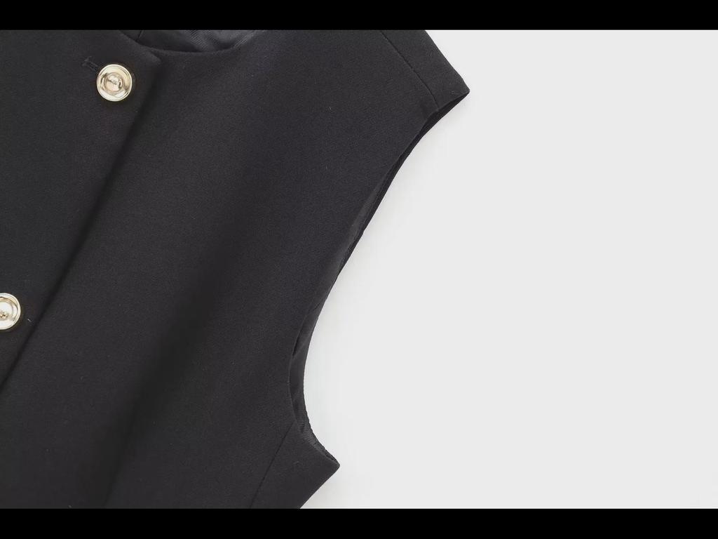 Women's French Commuter Sleeveless Belted Vest - Style 9300525