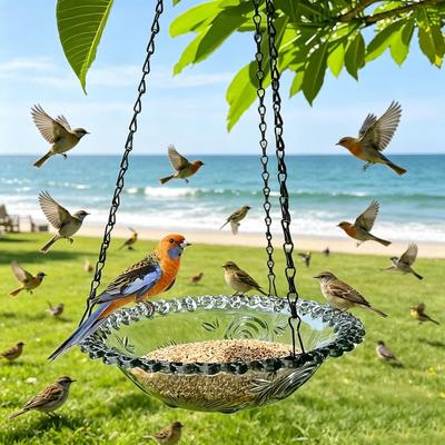 Mangeoire à oiseaux avec plateau amovible Bain d'oiseaux suspendu Design à crochet en S Baignoire à oiseaux Plateau de douche pour jardin Balcon Patio