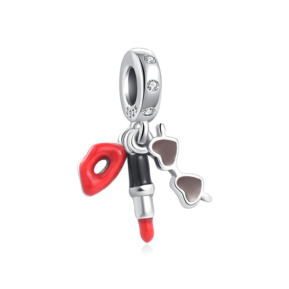 New Lipstick High Heels Bag Beauty Lady Copper Charms Diy Dangle Bead Fit Original Pendant Bracelet Fashion Jewelry