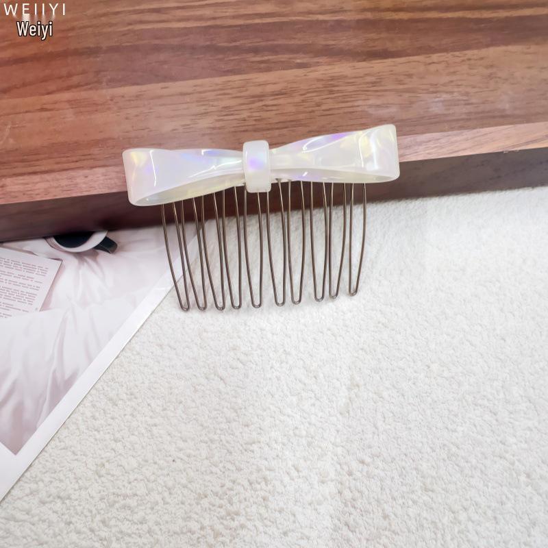 Elegant Acetate Bow Hairpin with Comb for Stylish Bangs and Flyaway Control