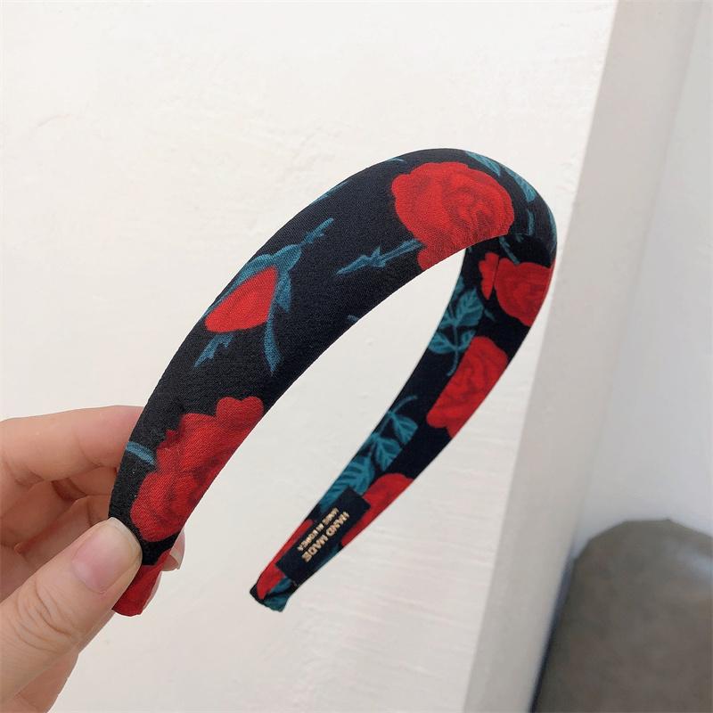 

3СМ Модная женская и девичья повязка на голову с милым принтом розы и губчатой подкладкой для дамских аксессуаров для волос