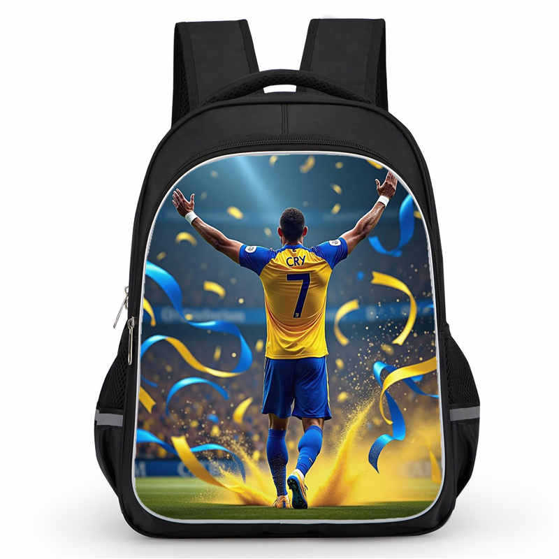 Cr7 Rucksack Hochauflösender Druck Große Kapazität Multifunktion Reißverschluss Oxford Rückenschutz Leichter Rucksack