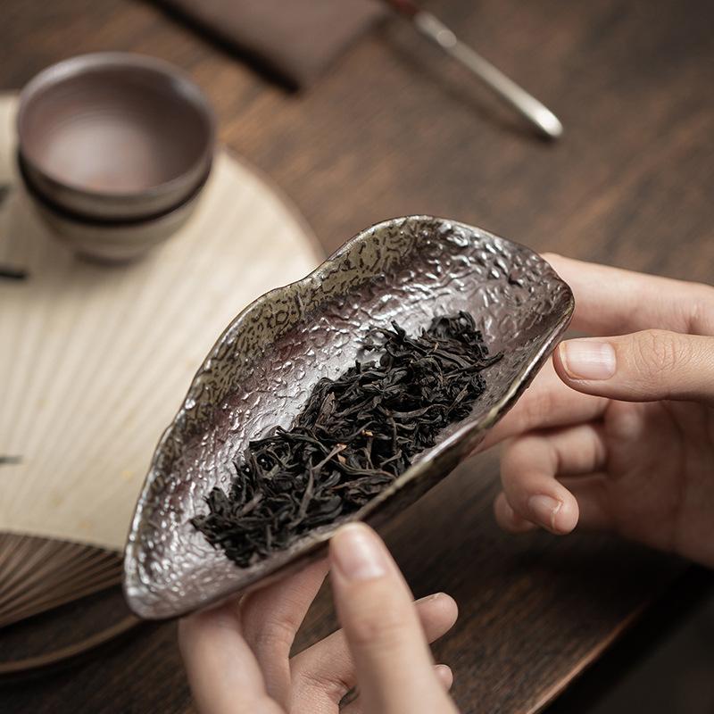 Coarse Pottery Maple Leaf Tea Scoop Boutique Tea Infuser Spoons Chahe Shovel Appreciation Ladle Chinese Tea Set Supplies Craft