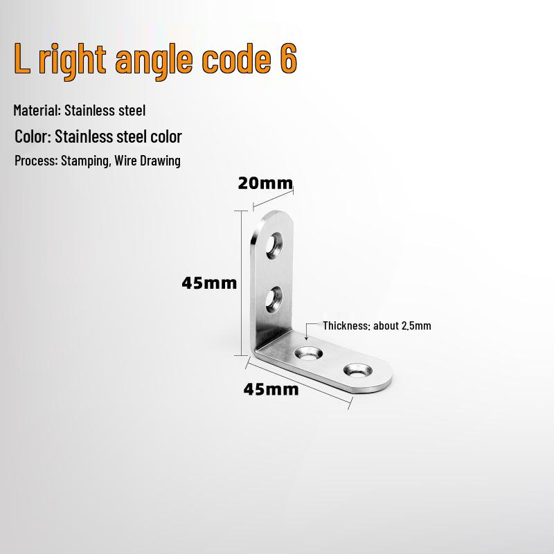 90° Thickened Stainless Steel L-Shaped Support Bracket