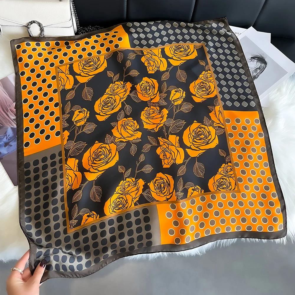 

new hot fashion scarf luxury brand twill silk hijab shawl scarves neck summer woman headscarf accessories 70*70 One Size