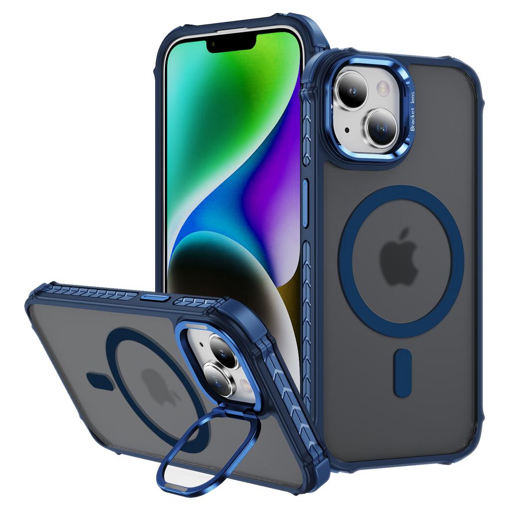 Für iPhone 14/13 Hülle mit Objektivständer Matte Rückseite Kompatibel mit MagSafe