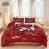 3pcs Valentine's Day Red Cat Claw Printed Bedsheet Set Multi Size Bedroom Dormitory Bed Holiday Decoration Machine Washable