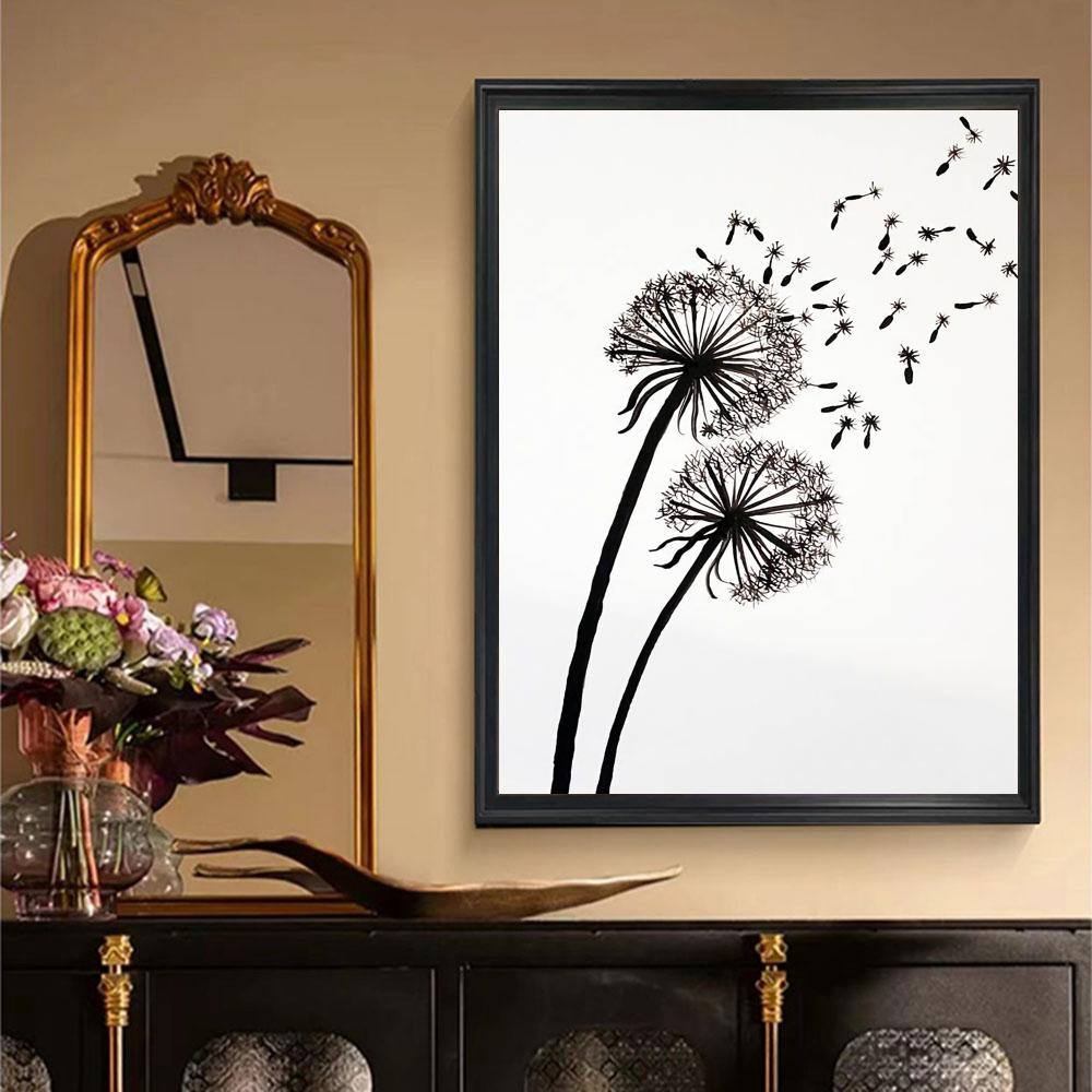 Black and White Wall Art Plant Flower Poster Printing Canvas Painting Nordic Living Room Home Decoration Wall Painting