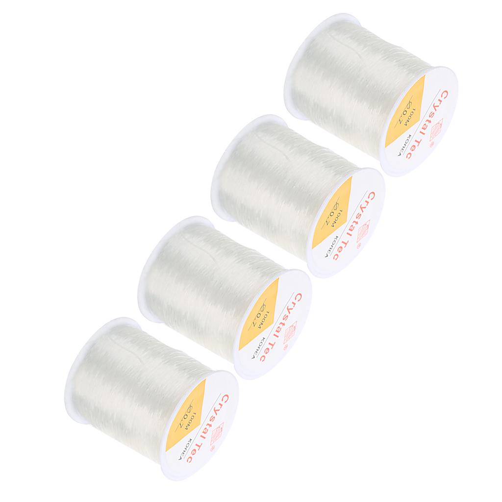 4 Rolls Bead String 109yd Long 0.03in Diameter Elastic Fiber Wear Resistant Bracelet String for