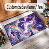 Alfombra de Suelo de Terciopelo de Cristal con Temática de Unicornio, Alfombra Cálida Personalizada con Nombre y Texto, Decoración del Hogar