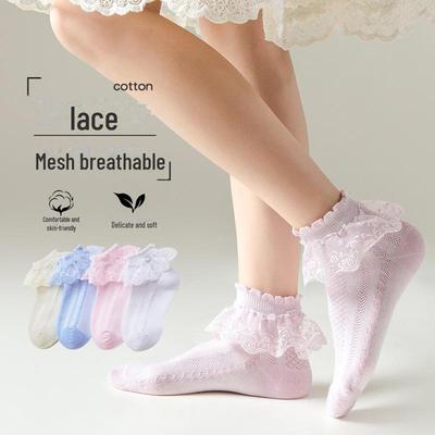 Novas Meias Princesa Respiráveis de Renda para Meninas Outono e Inverno 2024 - Algodão Penteado