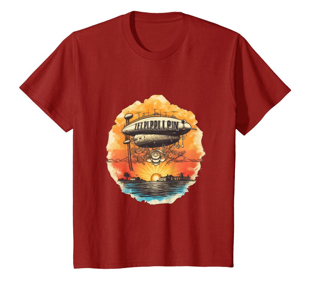 Zeppelin Sunrise Retro Luftschiff Vintage 70er 80er T-Shirt