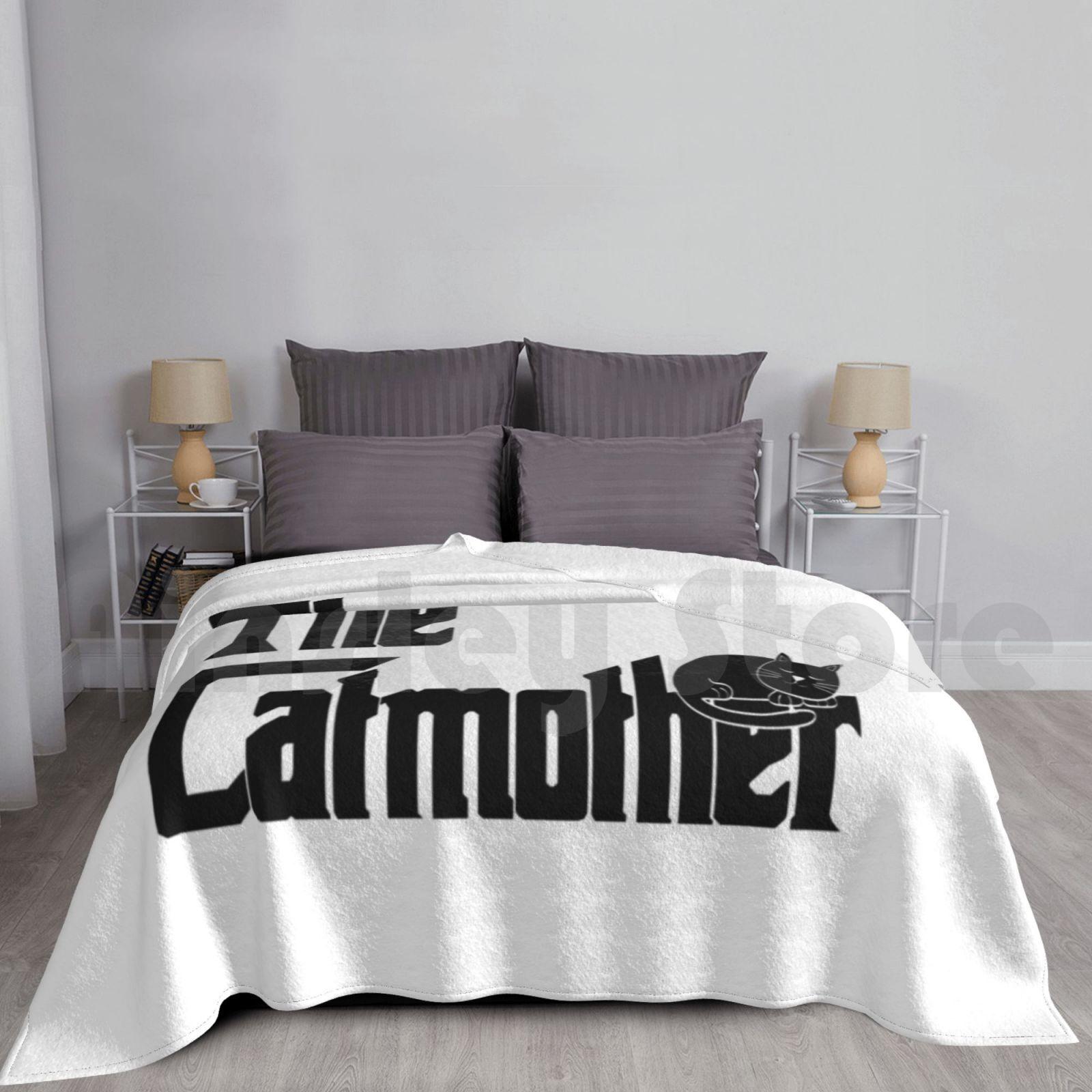 The Catmother Blanket For Sofa Bed Travel The Catfather The Godfather Cats Cat Dad I Love Cats Cat Lover Size: 75*100cm, Weight: 230 GSM