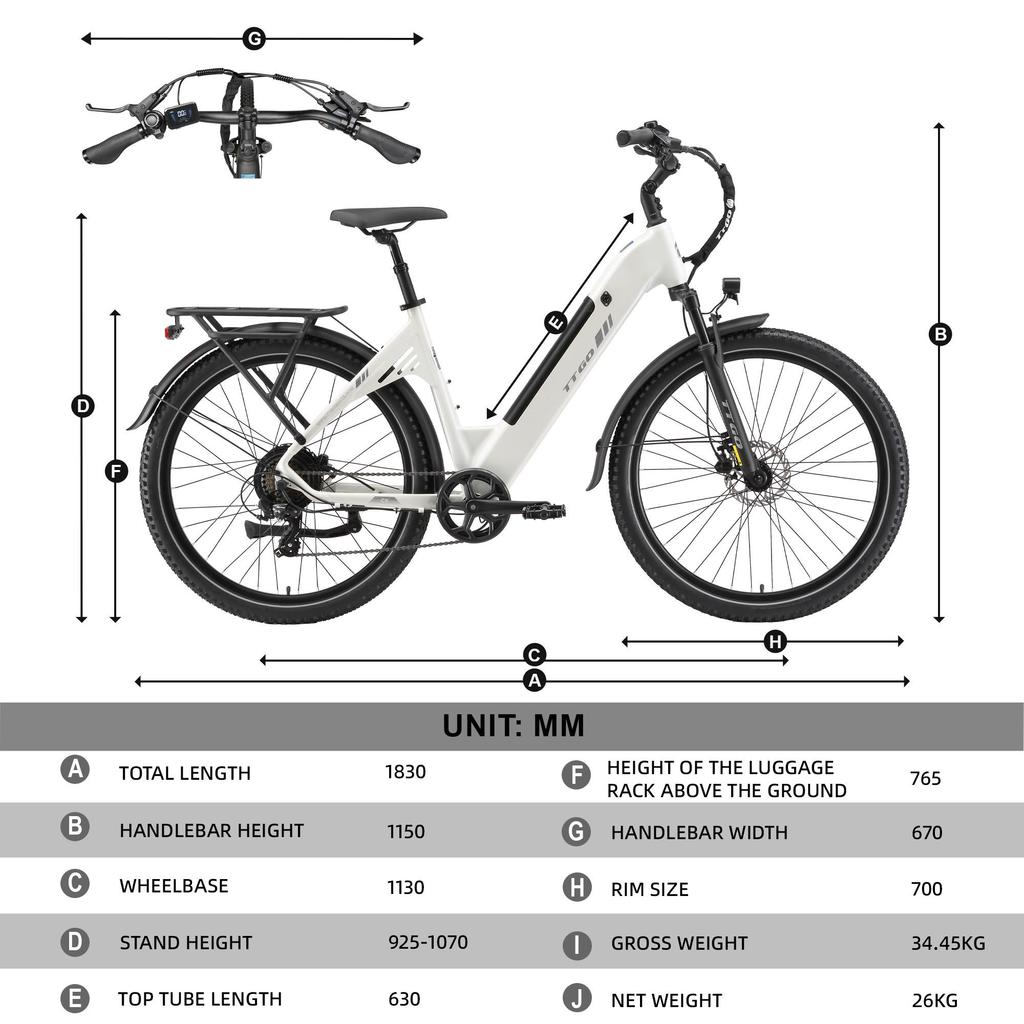 TTGO C5 - 250W Motor - 48V 13.5Ah Lithium Battery – Range Up To 90 Km – Hydraulic Disc Brakes – 27.5×2.4 Inch Tires – Shimano 7 Speeds