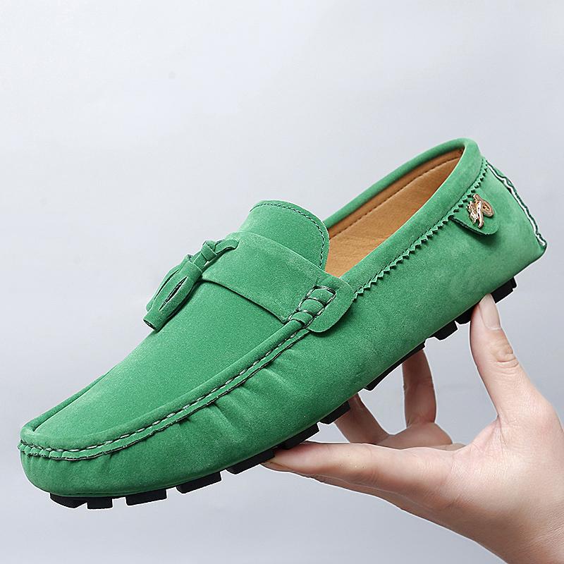 Fashion New Style Men Business Loafers Suede Leather Slip On Flats Handmade Casual Shoes Formal Wedding Driving Shoes Breath Moccasins