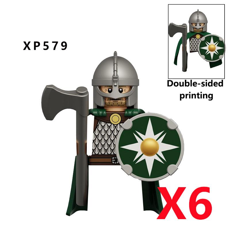 Medieval Soldier Knight Figure MOC Building Block Green Dragon Castle Infantry Orcs Pirate Roman Cavalry Weapons Toys Gifts D122