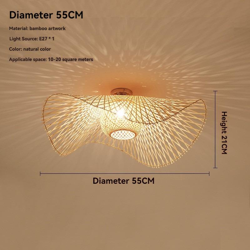 Hand Knitte Bamboo Art Ceiling Chandelier light Restaurant Creative Indoor Ceiling Hanging Lamp E27 Home Decor Lighting Fixtures