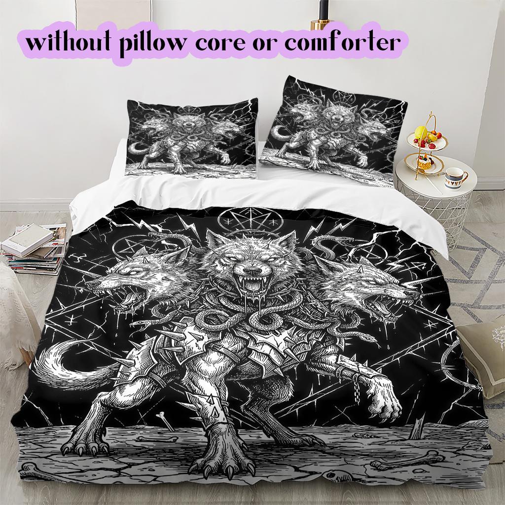 Thorn Gothic Dark Pattern Bedding Quilt Set Quilt Cover Pillowcase Home Decoration Birthday Gift (1 * duvet cover + 2 * pillowcase, without core)