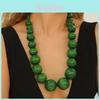 Collana geometrica fatta a mano con perline per donne e uomini con grandi sfere di legno Gioielli d'arte