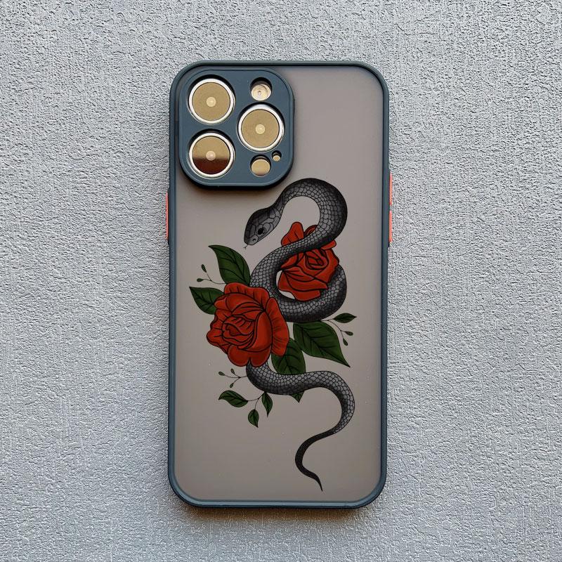 Creative Simple Style Snake Flower Phone Case for Iphone 15 14 16 Pro Max 11 12 13 Mini Pro Max X XR XS 7 8 Plus Shockproof Case