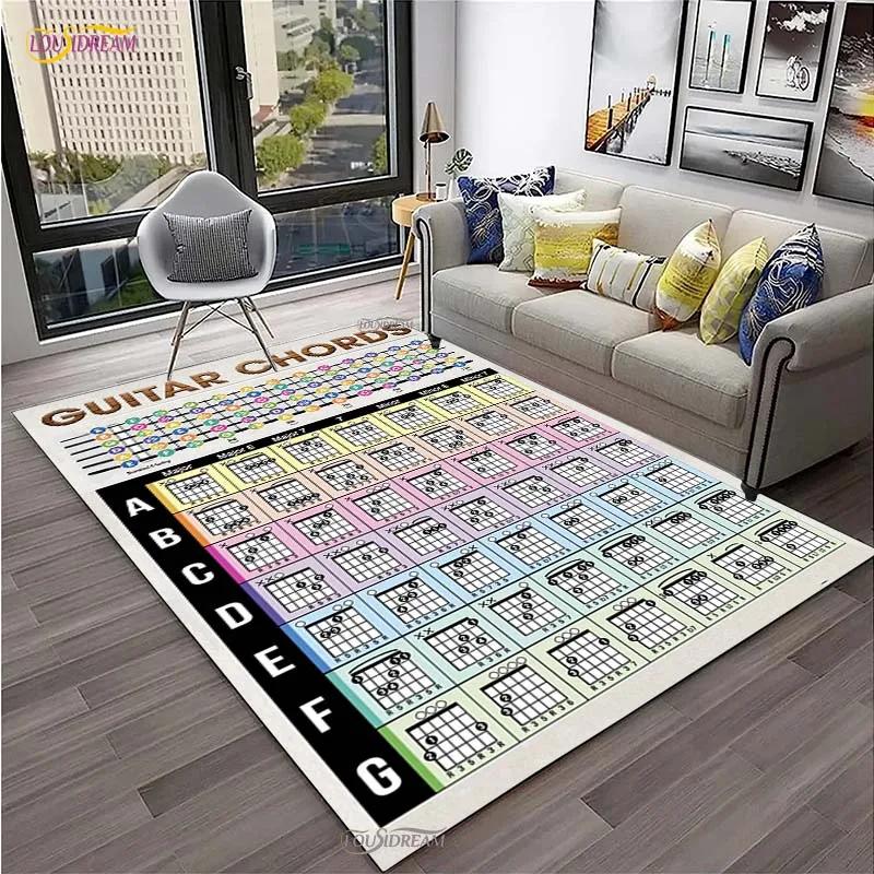 Muziek Basis Gitaar Akkoord Theorie Grafiek Piano Tapijt voor Woonkamer Slaapkamer Vloerkleden Keuken Antislip Vloermat Alfombra Verjaardagscadeau