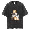 Cute Cartoon Cat Graphic T Shirt Funny Kawaii Cats Tee Aesthetic Animal Print Top Women Cat Lovers Casual Gift Shirt Vintage