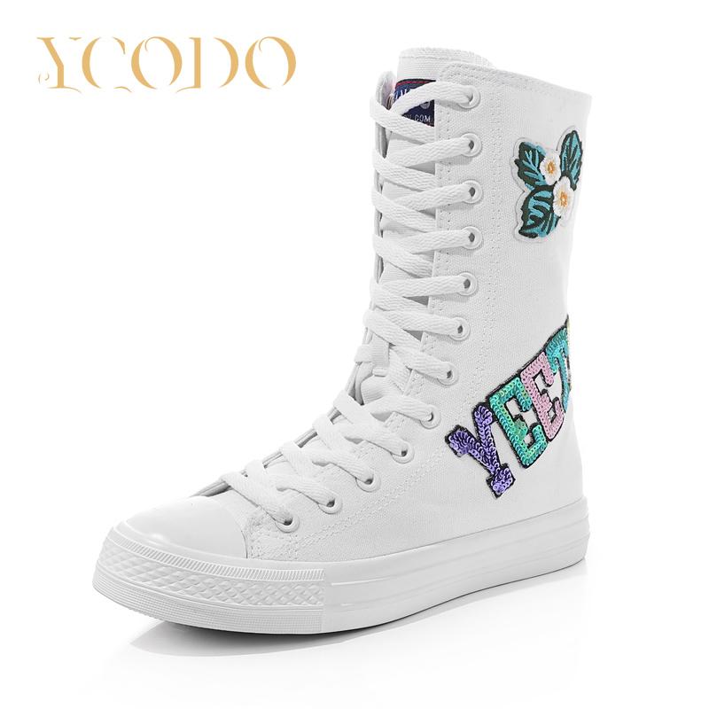 2023 Damen-Segeltuchstiefel für Frühling/Herbst, modische Segeltuchschuhe mit Pailletten für Schülerinnen und innerem Reißverschluss