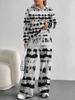 Patchwork Tie-dye European and American Casual Long-sleeve Set, Women's Hoodie Sweatshirt and Pants Two-piece Set