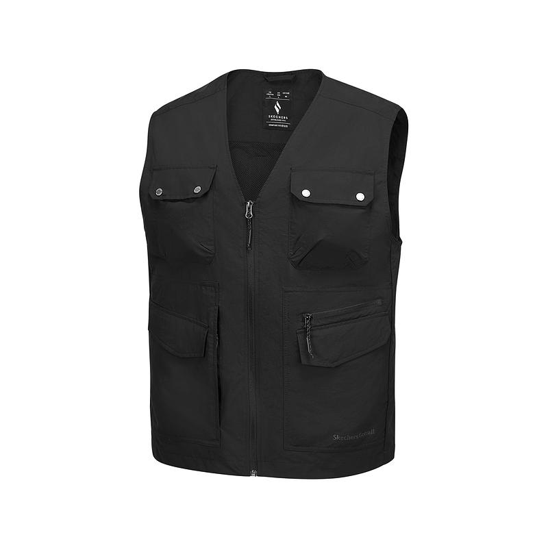 Skechers Solid Color Woven Versatile Sports Wear Resistant Vest Men vests Carbon-Black P125M012-0018 M