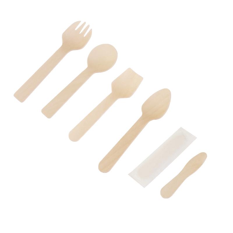 Biodegradable Disposable Wooden Ice Cream Spoons - Individually Packaged for Ice Cream or Popsicles.