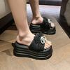Fashion Shoes Woman's Slippers Butterfly-Knot Slides Heeled Mules Platform 2025 High Summer Butterfly-knot House Slippers Platform Butte