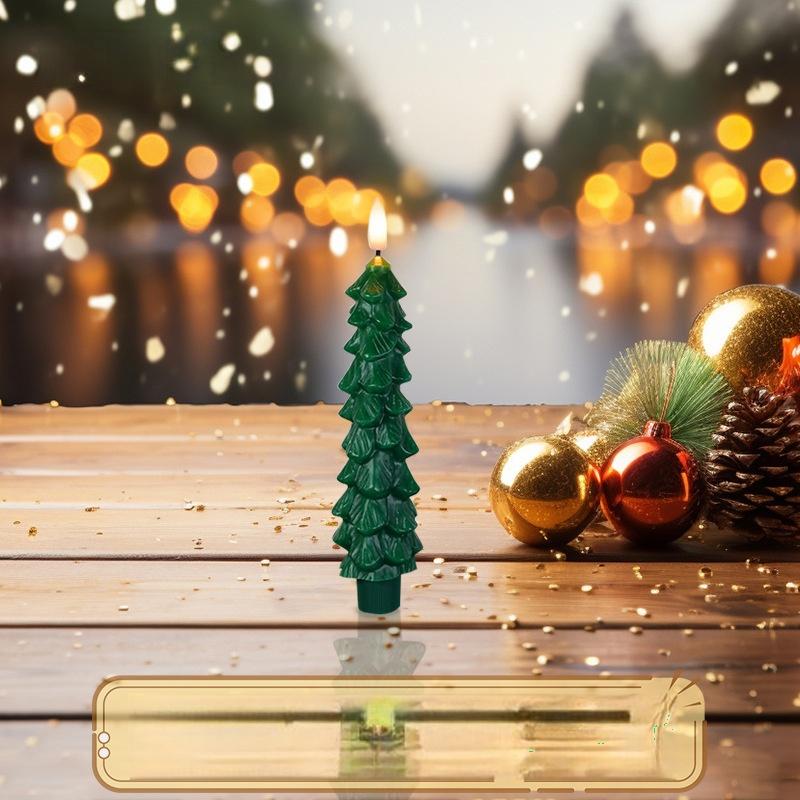 Scandinavian Evergreen LED Candles Minimalist Tree Shaped Flameless Tapers for Calm Winter Home Styling Paraffin LED Candle