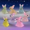 18/36/54 PCS Glow-in-the-Dark Bunny Figurines for Fairy Garden Paths & Micro Landscapes Resin Mini Rabbits Moss Terrarium Decor