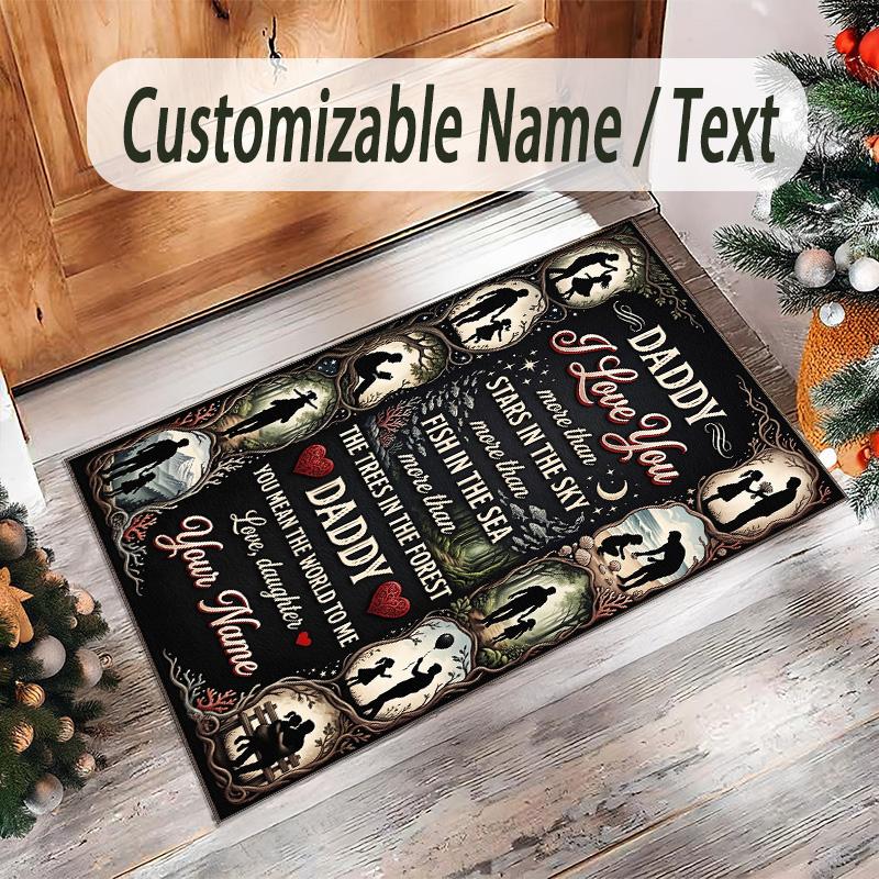 Hearts Theme Crystal Velvet Floor Rug Personalized Custom Name Text Warm Carpet Home Decoration