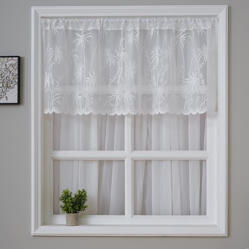Breathable Sheer White Curtains for Window Stylish Lace Designs Kitchen Dining Decoration