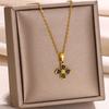 Stainless Steel Luck Clover Pendant Necklaces For Women Vintage Gold Color Flower Charm Clavicle Chain Jewelry Accessories Gift