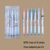12-Pack Clickable Ballpoint Pens with 0.5mm Refillable ST Needle Tip for Exams, Black Water-Based Ink