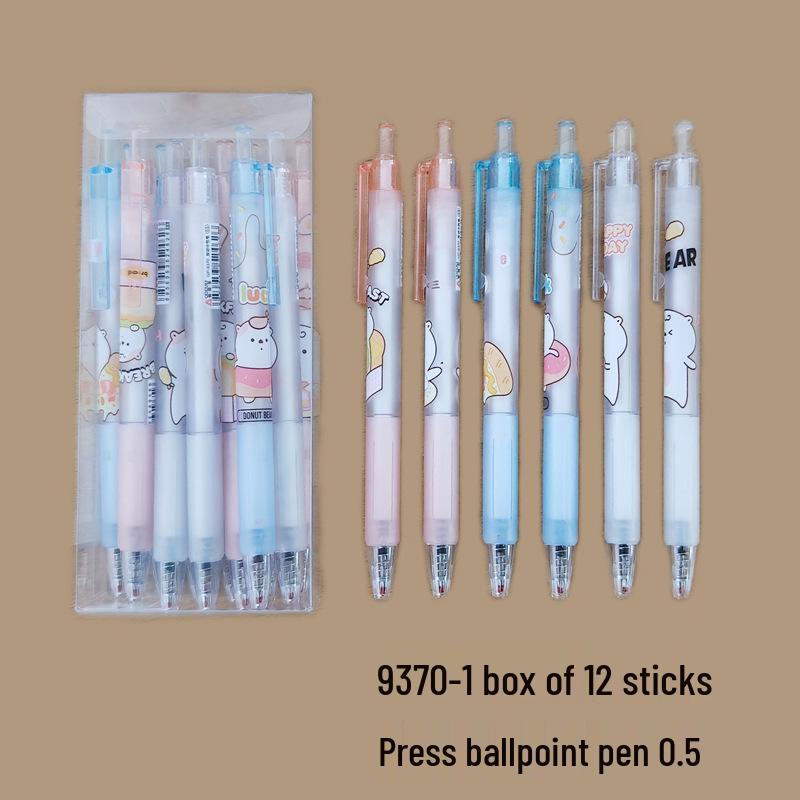 12-Pack Clickable Ballpoint Pens with 0.5mm Refillable ST Needle Tip for Exams, Black Water-Based Ink