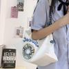 2025 summer Yi Mengling same embroidered cartoon letter canvas bag tote bag single shoulder crossbody zipper student girl