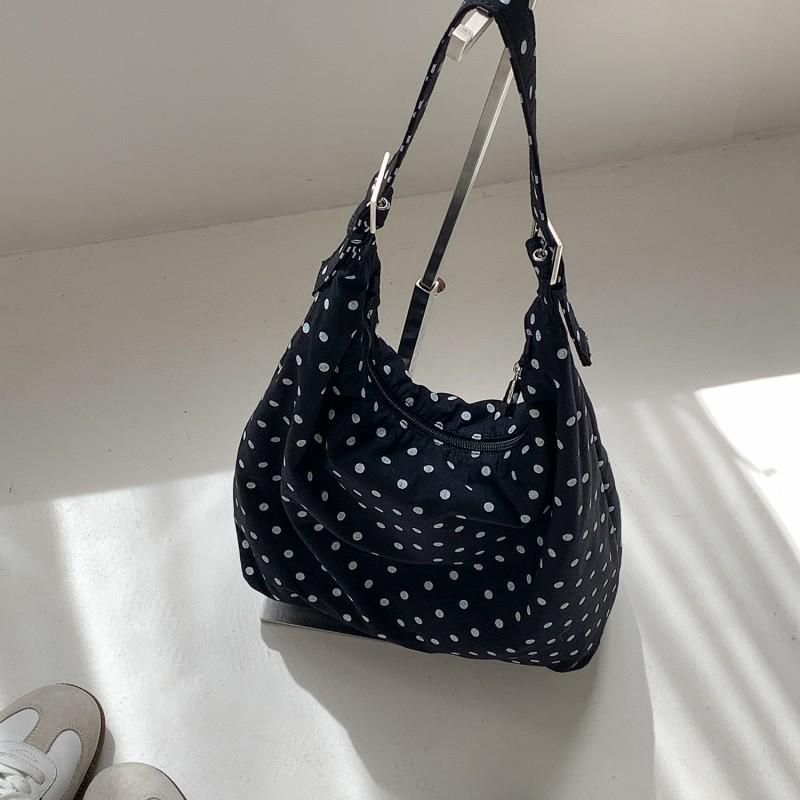 Korean 2025 New Wave Dot Commuter Bag Tote Large Capacity Girl's Artistic Style One Shoulder Underarm