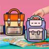 30/2PCS Cartoon Self-Sealing Snack Bags Schoolbag Shape Biscuit Candy Handbags Children's Day Kids Birthday Gift Packaging Bag