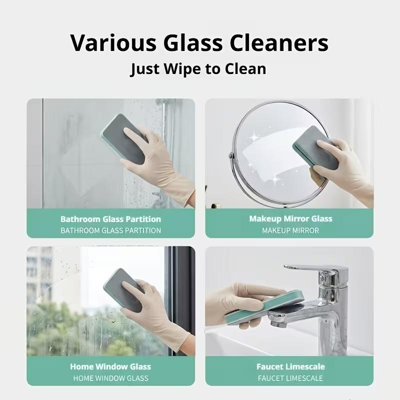 Multifunctional Bathroom Glass Cleaning Sponge Magic Limescale Eraser Shower Glass Tile Cleaner Double Sided Cleaning Brush Stain Remover