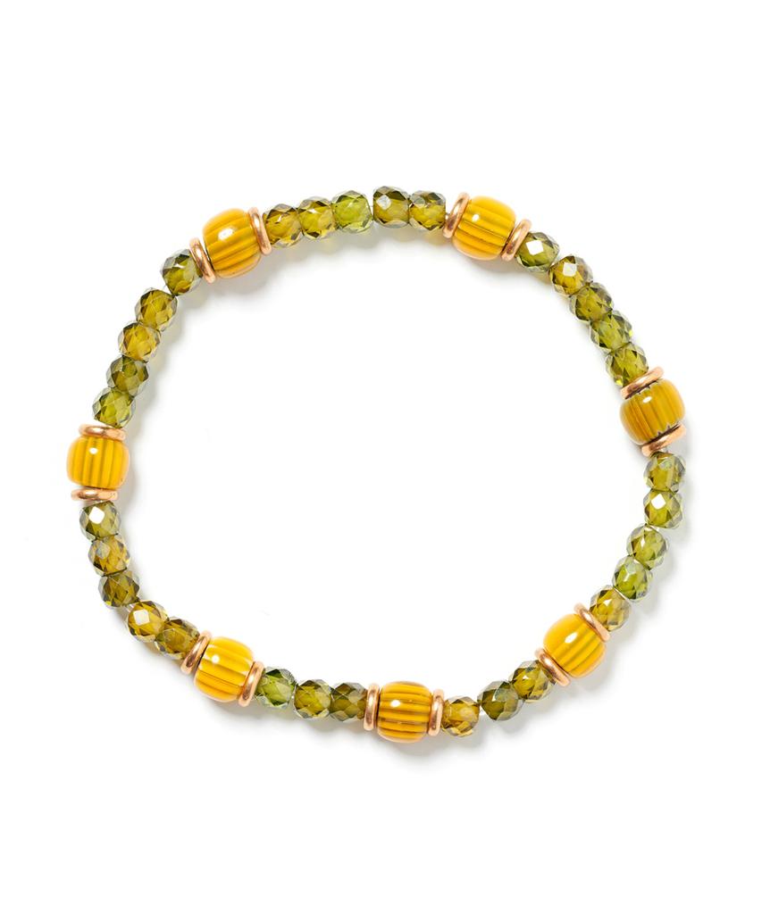 Polalita Mustard Olive Mix Stone Bracelet (Plt-Br-058_Mu)