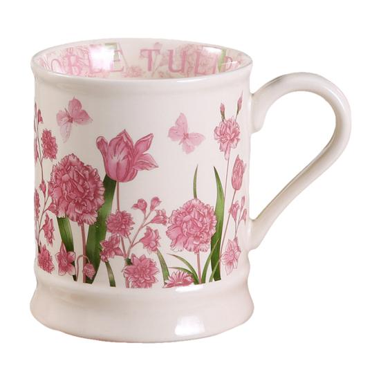 380ML Ceramic Coffee Mug Retro Vintage Floral Drinking Mugs Hand-Painted Floral Butterfly Pattern Tea Cup with Handle Gift for Women Girls