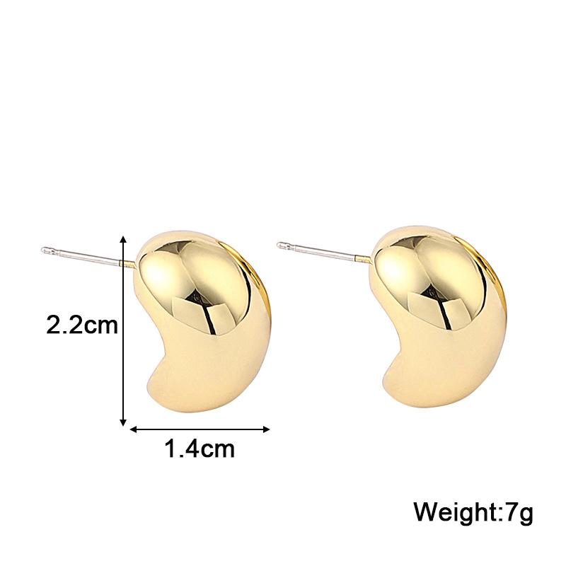 Smooth Arc Hemisphere Metal Stud Earring for Women Gold Color Geometry Ear Jewelry