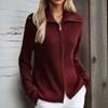 Women S Solid Color Lapel Zip Long Sleeve Knit Cardigan Sweater Coat